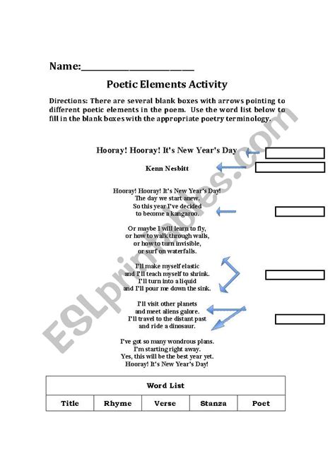 Poetic Elements Worksheets K12 Workbook Poetic Elements Worksheet - Poetic Elements Worksheet