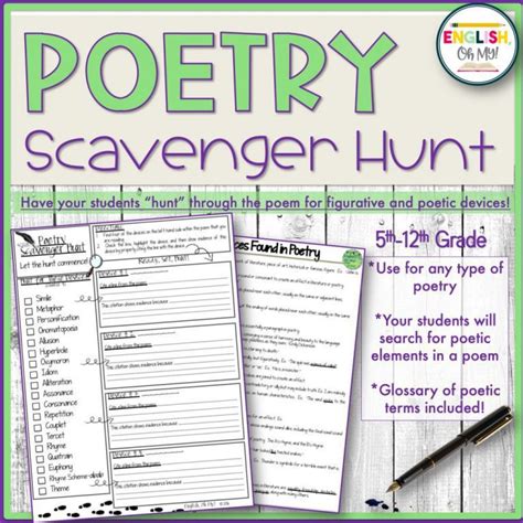 Poetry Scavenger Hunts Teaching Resources Tpt Poetry Scavenger Hunt Worksheet - Poetry Scavenger Hunt Worksheet