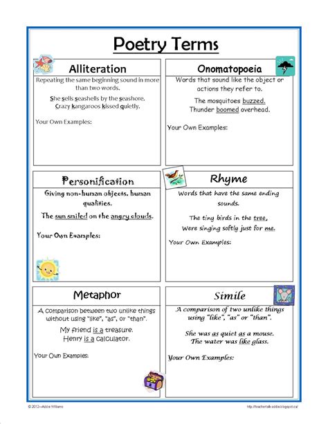 Poetry Vocabulary Match Poetry Worksheet Poetry Worksheets 6th Grade - Poetry Worksheets 6th Grade