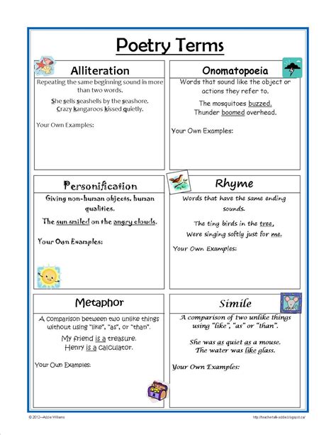 Poetry Vocabulary Worksheet Education Com Poetic Terms Worksheet - Poetic Terms Worksheet