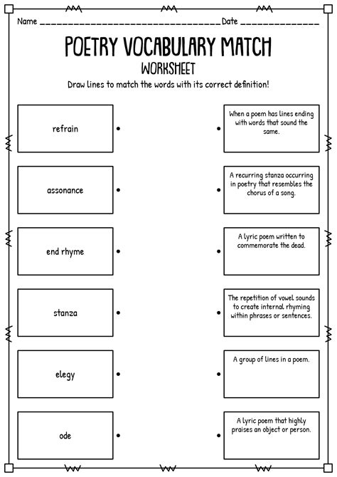 Poetry Vocabulary Worksheet   Poetry Vocabulary Worksheet Education Com - Poetry Vocabulary Worksheet