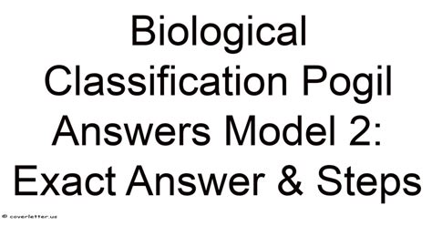 Pogil Biological Classification