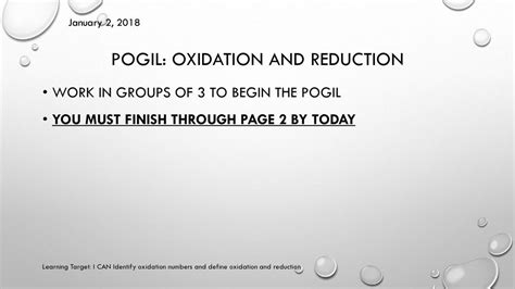 Pogil Oxidation And Reduction