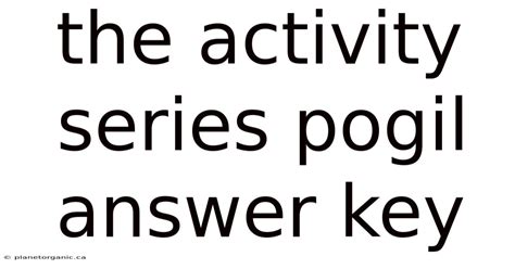 Pogil The Activity Series Answer Key