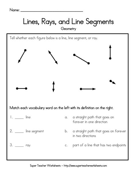 Point Line Ray And Segment Worksheet Grade1to6 Line Ray Segment Worksheet - Line Ray Segment Worksheet