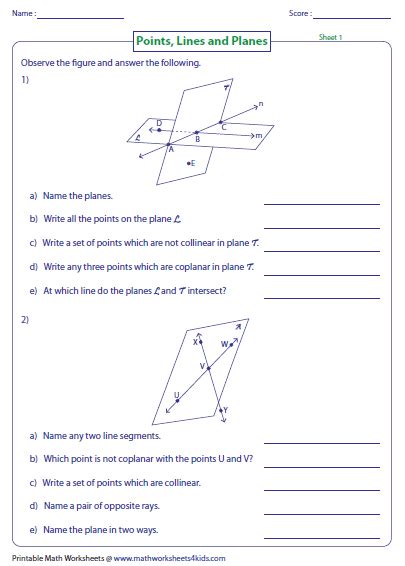 Points Lines And Planes Worksheets Download Pdfs For Plane Geometry Worksheet - Plane Geometry Worksheet
