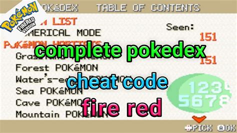 Pokemon Fire Red Version Cheat Code