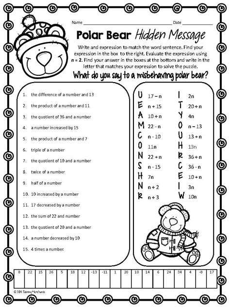 Polar Bear Hidden Message Worksheets Learny Kids Clover Hidden Message Answer Key - Clover Hidden Message Answer Key