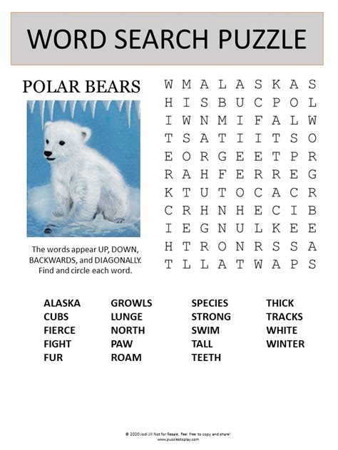 Polar Bear Word Puzzles A To Z Teacher Polar Puzzle Answer Key - Polar Puzzle Answer Key
