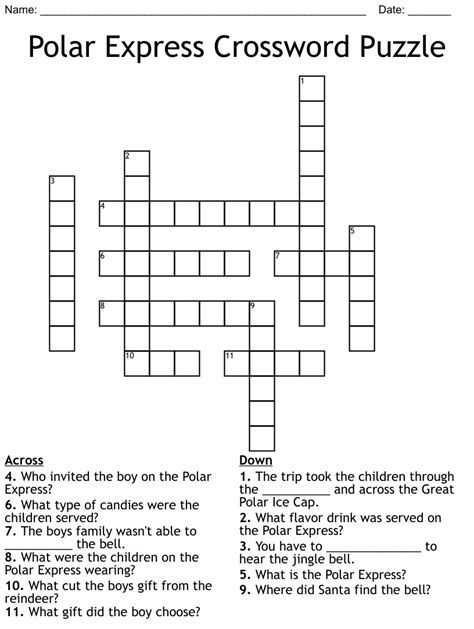 Polar Express Crossword Puzzle Wordmint Polar Puzzle Answer Key - Polar Puzzle Answer Key