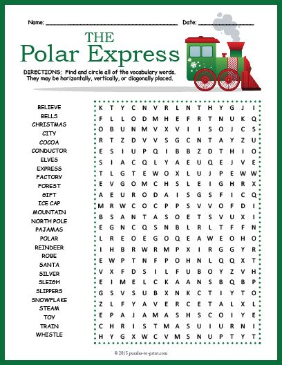 Polar Express Word Search Puzzle Worksheet Activity Polar Puzzle Answer Key - Polar Puzzle Answer Key