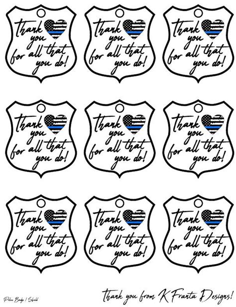 Police Badge Thank You Tag Thin Blue Line Printable Picture Of Police Badge - Printable Picture Of Police Badge