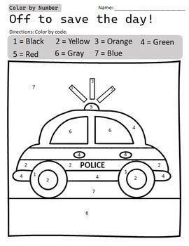 Police Car Color By Number Free Printable Coloring Police Car Coloring Pages - Police Car Coloring Pages