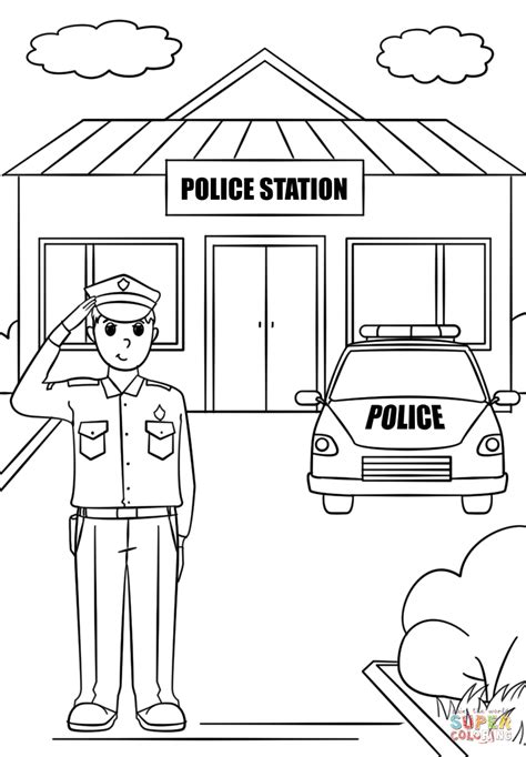 Police Station Coloring Page For Kids Royalty Free Police Station Coloring Pages - Police Station Coloring Pages