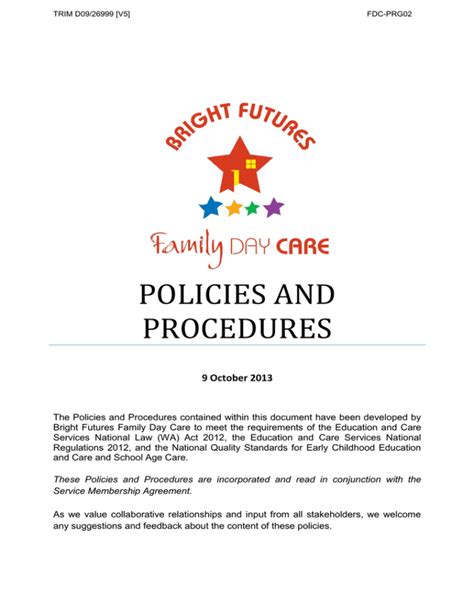 Read Policies And Procedures Bright Futures Family Day Care 