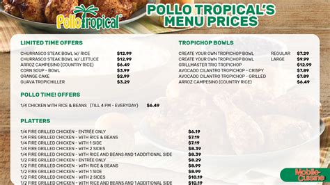 Pollo Tropical Menu Prices