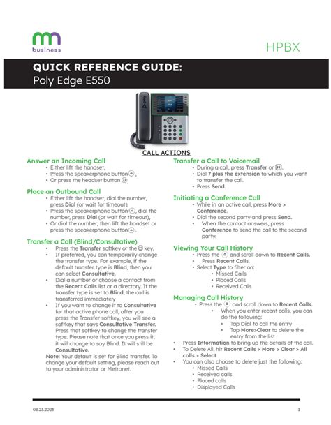 Read Polycom 550 Quick Reference Guide 