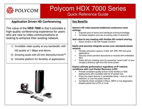 Read Online Polycom Hdx 7000 Setup Guide 