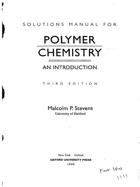 Polymer Chemistry 3rd Edition Solution Manual