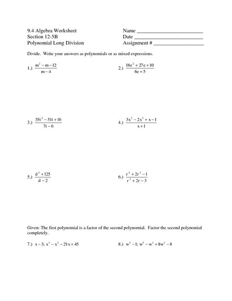 Polynomial Division Worksheets Algebra 2 Synthetic Division Worksheet - Algebra 2 Synthetic Division Worksheet
