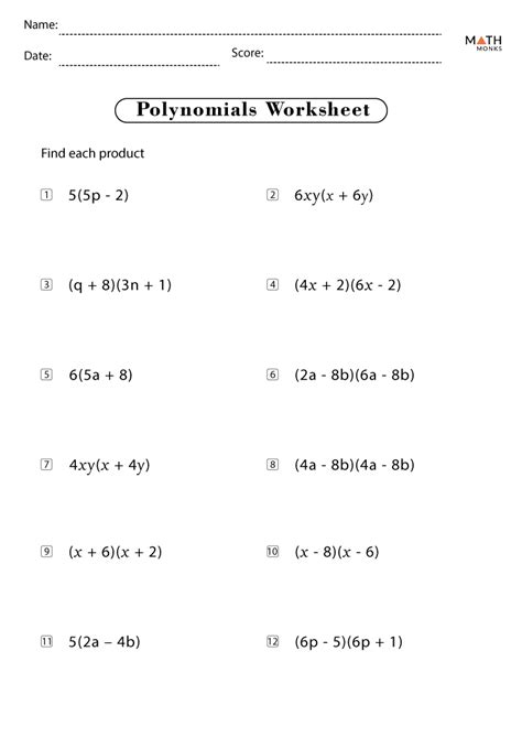 Polynomial Worksheets Free Pdf X27 S With Answer Algebra Polynomials Worksheet - Algebra Polynomials Worksheet