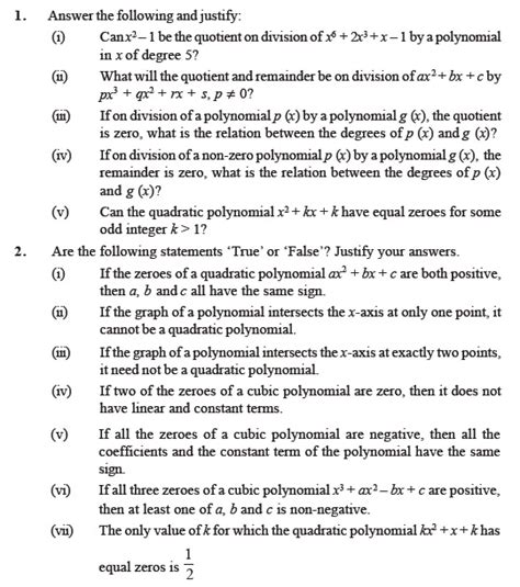 Polynomials Class 10 Extra Questions
