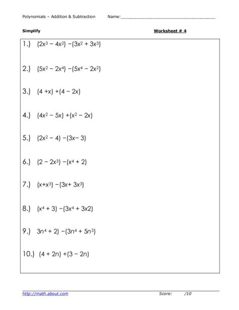 Polynomials Worksheets 8th Grade Adding Polynomials Worksheet - 8th Grade Adding Polynomials Worksheet