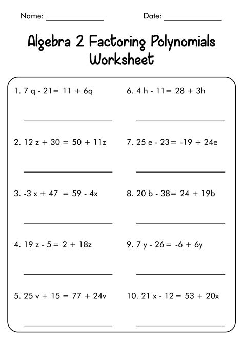 Polynomials Worksheets Algebra 2 Polynomials Worksheet - Algebra 2 Polynomials Worksheet