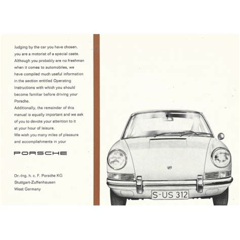 Read Online Porsche 912 Owners Manual 