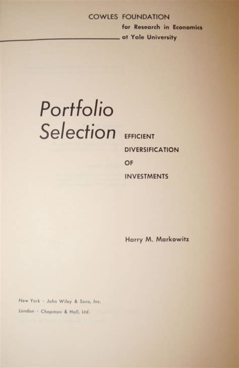portfolio selection efficient diversification of i