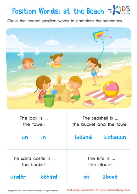 Position Word Activities For Kindergarten   Beach Positional Words Worksheets For Kindergarten - Position Word Activities For Kindergarten