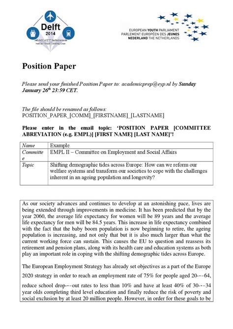 Read Online Position Paper Format Sample 