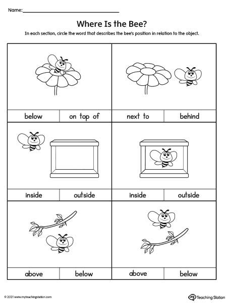 Positional Words Worksheet Inside Above Below Positional Words Worksheets For Preschool - Positional Words Worksheets For Preschool