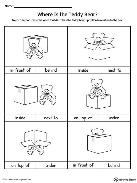 Positional Words Worksheet Where Is The Teddy Bear Positional Words Worksheets Kindergarten - Positional Words Worksheets Kindergarten