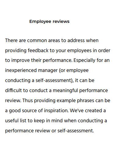 positive employee review comments examples