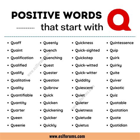 Positive Words That Start With Q And Their Simple Words That Start With Q - Simple Words That Start With Q