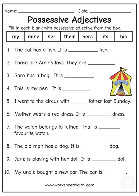 Possessive Adjectives Worksheet And New Possessive Pronoun Of Possessive Pronoun Worksheets 5th Grade - Possessive Pronoun Worksheets 5th Grade