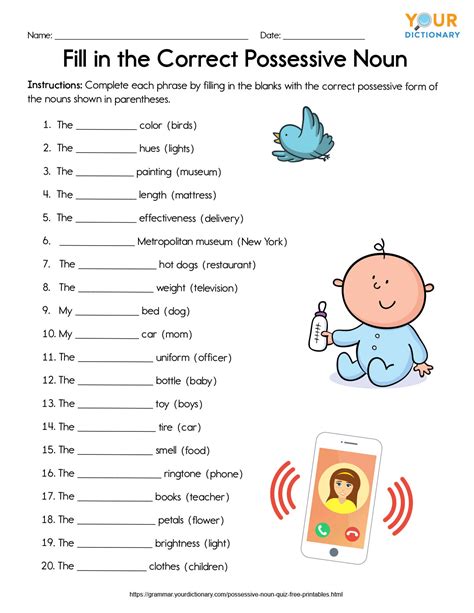 Possessive Noun Practice Activities Printable Worksheet Worksheet On Possessive Nouns - Worksheet On Possessive Nouns