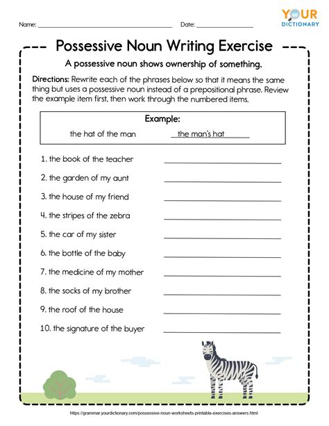Possessive Nouns Kindergarten Noun Worksheet Worksheet On Possessive Nouns - Worksheet On Possessive Nouns