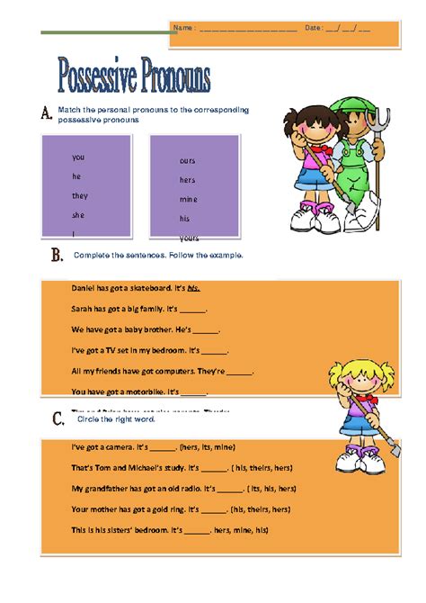 Possessive Pronoun Worksheet Grade 3   Possessive Adjectives And Possessive Pronouns Worksheet For Class - Possessive Pronoun Worksheet Grade 3
