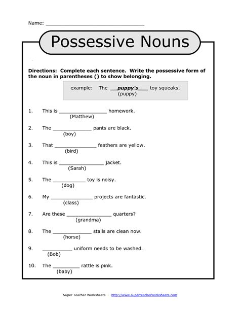 Possessive Worksheets Singular Possessive Worksheet - Singular Possessive Worksheet
