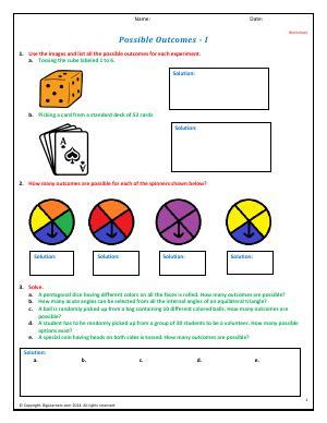 Possible Outcomes Fourth Grade Math Worksheets Biglearners Probability 4th Grade Worksheets - Probability 4th Grade Worksheets