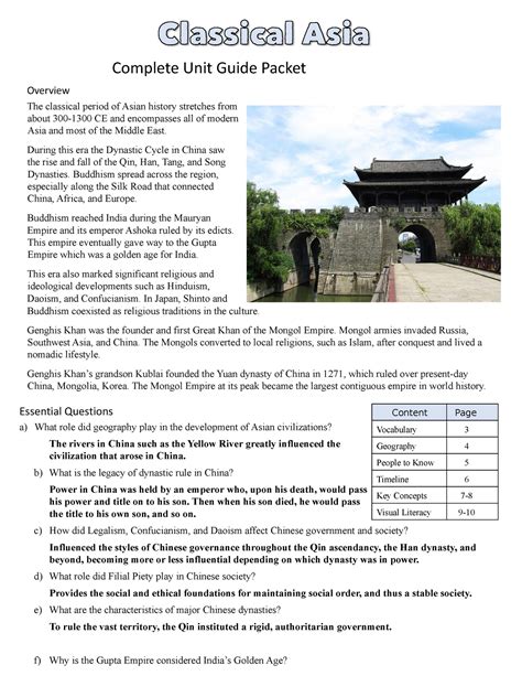 post classical asia study guide answers