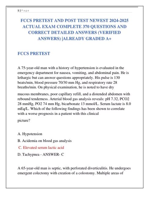 Post Test Fccs Course Questions