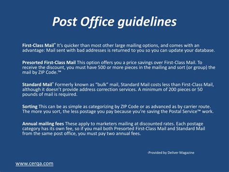 Read Online Post Office Guidelines 