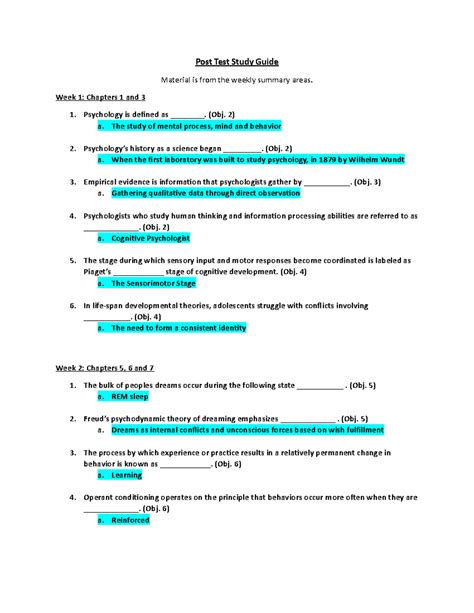 Read Online Post Test Study Guide 