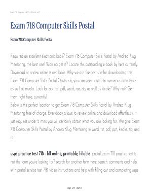 Download Postal Exam 718 Computer Practice Test 