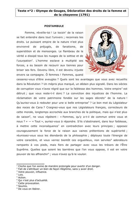 Postambule Olympe De Gouges