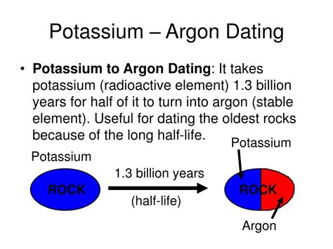 potassium argon dating is useful for determining the age of