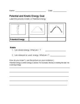 Potential Amp Kinetic Energy Quiz Potential And Kinetic Energy Worksheet Answers - Potential And Kinetic Energy Worksheet Answers